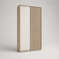 Armadio guardaroba rettangolare in legno con 2 ante scorrevoli, rovere chiaro e bianco, 120 x 60 x 200 cm