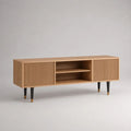Mobile TV con 2 ante scorrevoli e vano aperto in MDF impiallacciato rovere, 160 x 40 x 60 cm, rovere naturale
