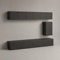 Parete attrezzata TV sospesa in truciolare melaminico grigio antracite, 3 pezzi, 240 x 40 x 40 cm, 225 x 35 x 40 cm e 45 x 35 x 80 cm