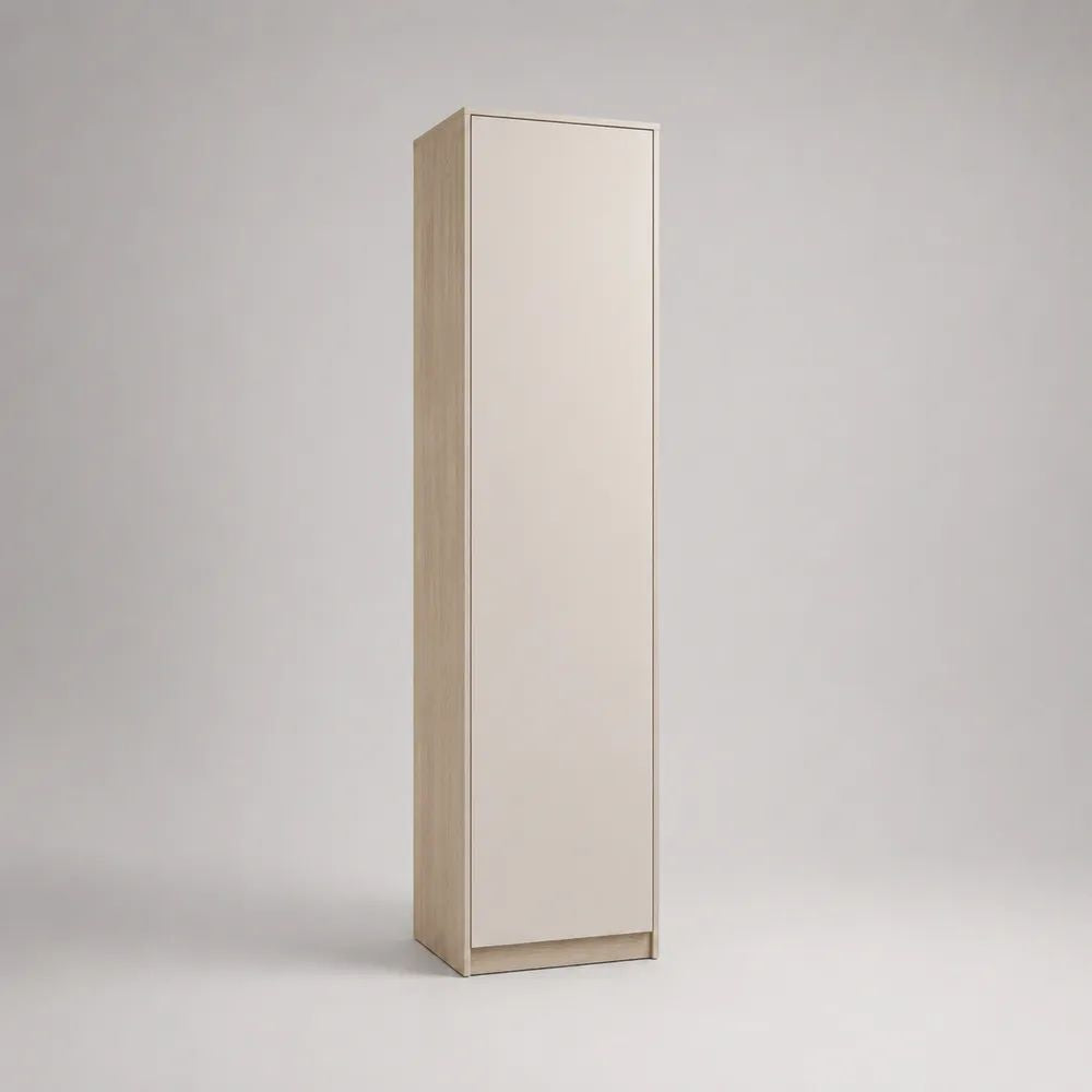 Armadio guardaroba in legno a 1 anta, bianco crema e rovere chiaro, 40 x 50 x 180 cm
