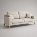 Divano rettangolare 3 posti in tessuto beige chiaro con gambe in legno massello, 190 × 82 × 84 cm