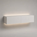 Mobile TV sospeso rettangolare bianco opaco con 2 ante e illuminazione LED, 140 x 35 x 40 cm