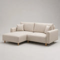 Divano angolare 3 posti con penisola sinistra in tessuto beige, 215 × 145 × 85 cm