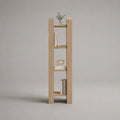 Libreria a colonna stretta rettangolare in MDF melaminico effetto rovere naturale, 4 ripiani, 45 x 30 x 180 cm