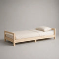 Letto singolo 90 x 190 cm in legno naturale con rete a doghe, struttura rettangolare, 200 x 99 x 68 cm