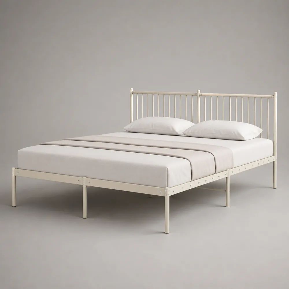 Struttura letto matrimoniale in acciaio bianco per materasso 160 x 200 cm, dimensioni 208 x 168 x 101 cm