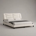 Letto matrimoniale imbottito 160 x 200 cm in tessuto bouclé bianco con testiera trapuntata e gambe nere