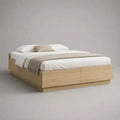 Letto matrimoniale contenitore in legno 160 x 200 cm, dimensioni 208 x 166 x 70 cm, rovere naturale, con 2 cassetti